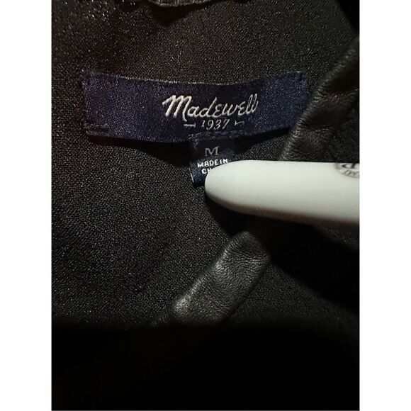 Madewell Black Leather Trim Tailored Top Sz M - Picture 5 of 10
